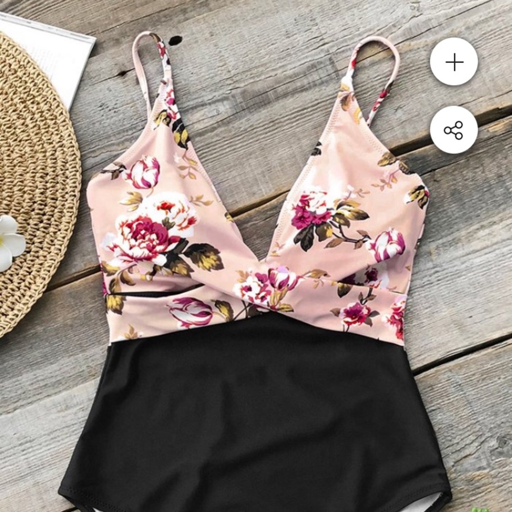 Cupshe Pink Blossom Floral One Piece Swimsuit